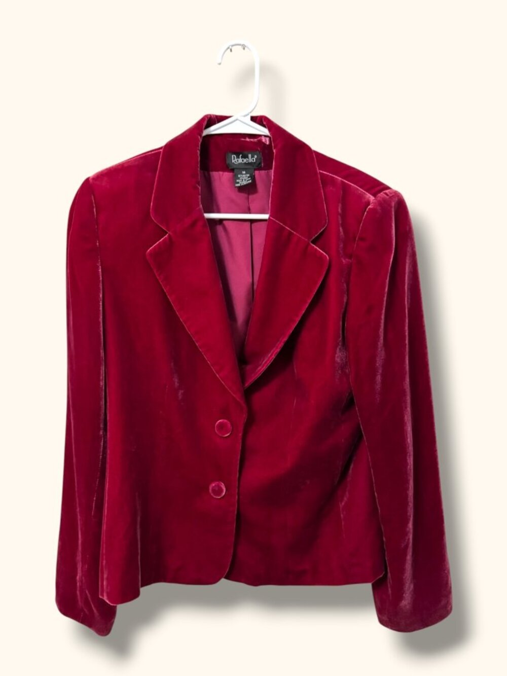 Rafaella Jacket Womens 14 Burgundy Velvet Two Button Lined Tailored Fit Blazer